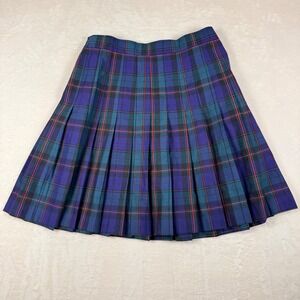 Vintage Tartan Pleated Skirt Preppy Academia Plaid Womens Medium